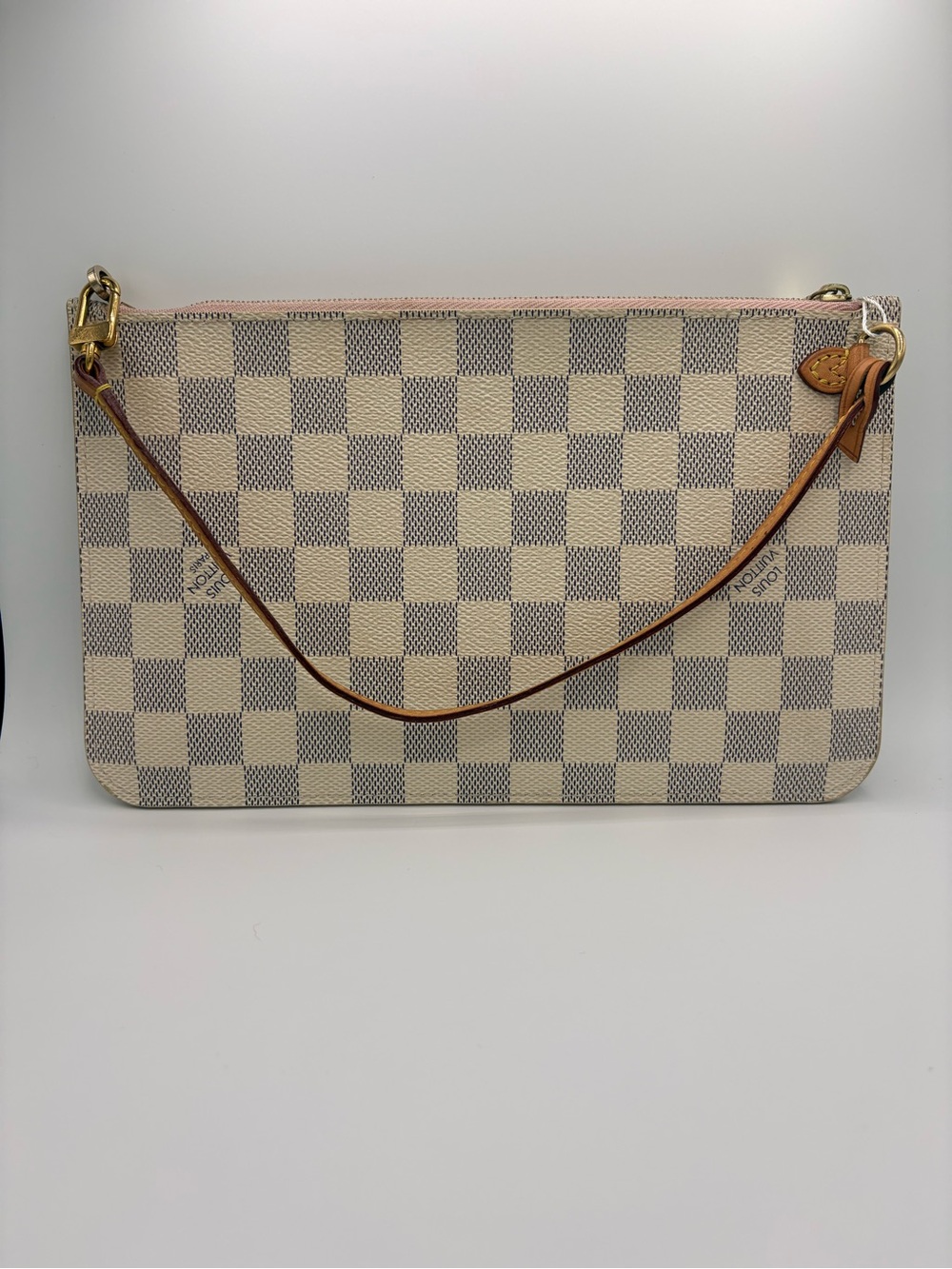 Louis Vuitton Damier Azur Neverfull Pochette Ballerina Pink Interior